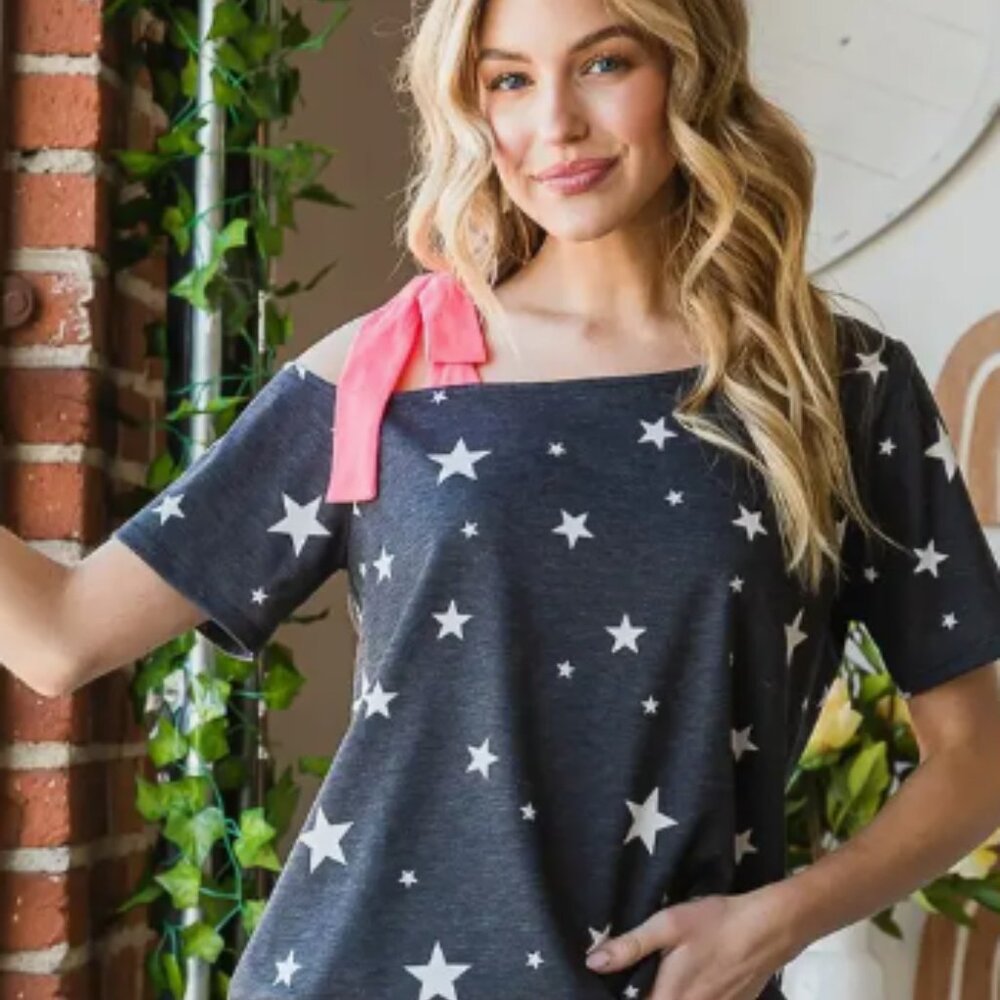 Open Shoulder Star Top